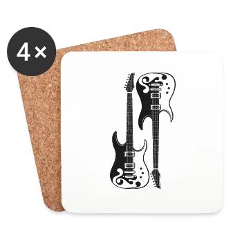 Guitar player - Dessous de verre (lot de 4) - blanc - Devant