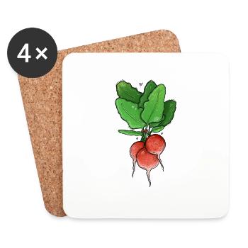 Illustration de radis - Dessous de verre (lot de 4) - blanc - Devant