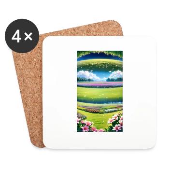Paysage avec 4 zones, IA générative - Dessous de verre (lot de 4) - blanc - Devant