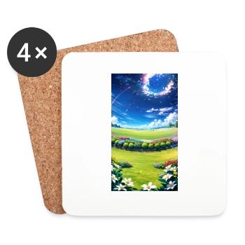 Landscape with 4 Areas, Generative AI - Coasters (set of 4) - white - Front