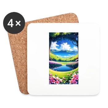 Landscape with 4 Areas, Generative AI - Coasters (set of 4) - white - Front
