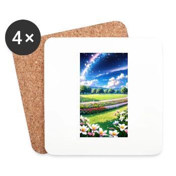 Paysage avec 4 zones, IA générative - Dessous de verre (lot de 4) - blanc - Devant