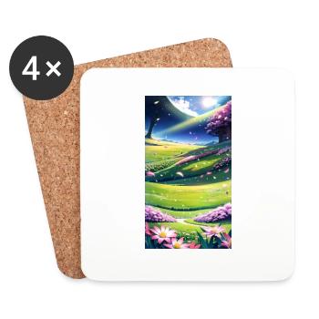 Landschaft mit 4 Bereichen, Generative KI - Untersetzer (4er-Set) - Weiß - Vorne