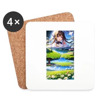 Landscape with 4 Areas, Generative AI - Coasters (set of 4) - white - Front