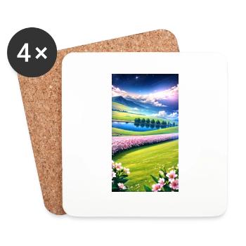 Paysage avec 4 zones, IA générative - Dessous de verre (lot de 4) - blanc - Devant