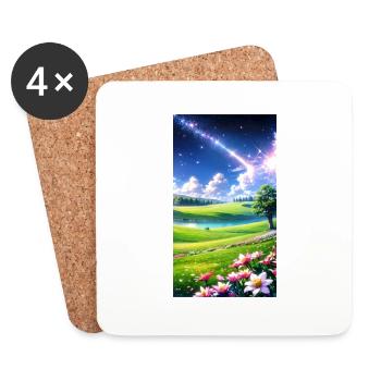 Landscape with 4 Areas, Generative AI - Coasters (set of 4) - white - Front