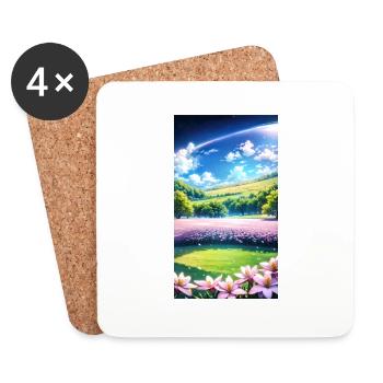 Paysage avec 4 zones, IA générative - Dessous de verre (lot de 4) - blanc - Devant