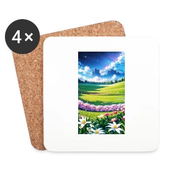 Landschaft mit 4 Bereichen, Generative KI - Untersetzer (4er-Set) - Weiß - Vorne