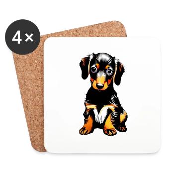 Chien Propriétaire Chiens Teckel Chien Chien Propriétaire Chien Propriétaire - Dessous de verre (lot de 4) - blanc - Devant