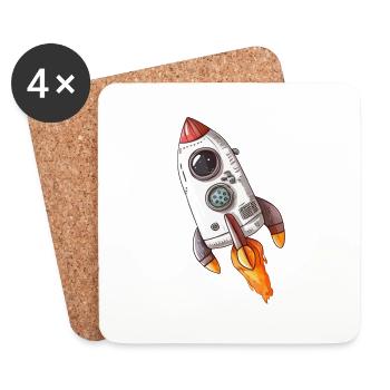 Espace de fusée - Dessous de verre (lot de 4) - blanc - Devant