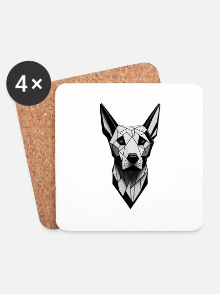 Geometrischer Dobermann Hund - Untersetzer (4er-Set) - Weiß
