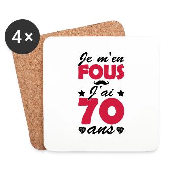 je m en fous j ai 70 ans / anniversaire 70 ans - Dessous de verre (lot de 4) - blanc - Devant