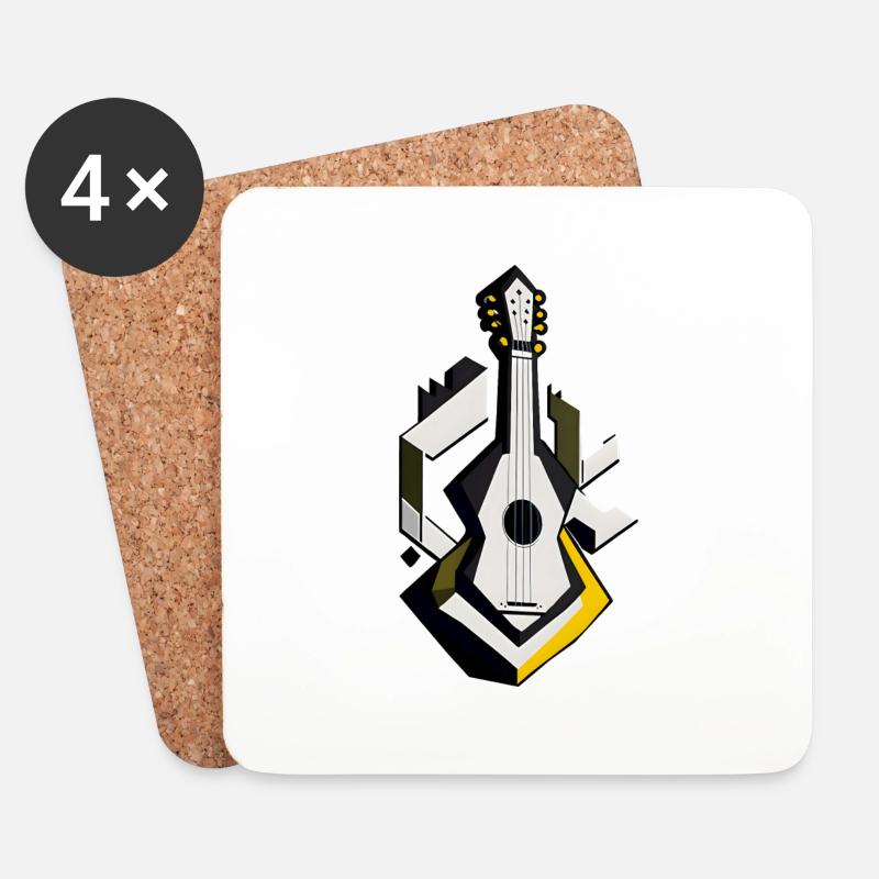 Geometric Ukulele - Coasters (set of 4) - white