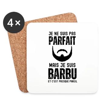Je suis pas parfait mais je suis barbu - Dessous de verre (lot de 4) - blanc - Devant