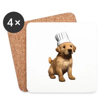 Golden Retriever Restaurateur Chien Chiot Chiens de cuisine - Dessous de verre (lot de 4) - blanc - Devant