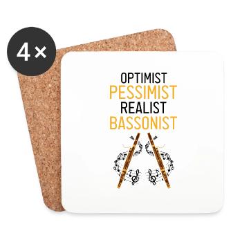 Woodwind instrument and bassoon wind instrument - Coasters (set of 4) - white - Front