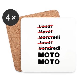 week-end moto - Dessous de verre (lot de 4) - blanc - Devant