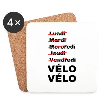 week-end vélo - Dessous de verre (lot de 4) - blanc - Devant