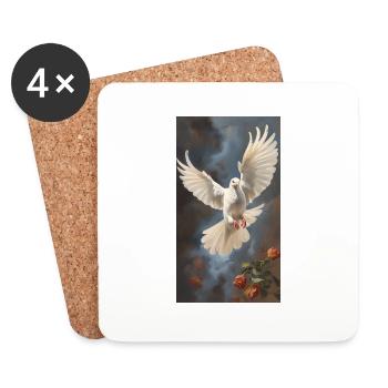 Colombe de la paix - Dessous de verre (lot de 4) - blanc - Devant