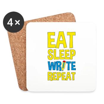 Eat Sleep Write Repeat 4 - Untersetzer (4er-Set) - Weiß - Vorne