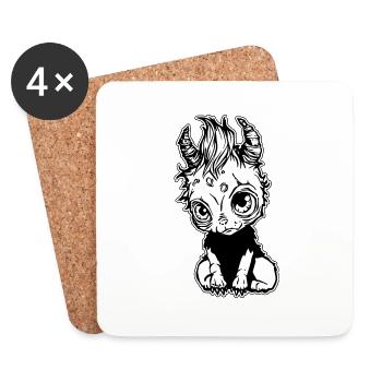 Niedliches Baby-Zombie-Einhorn - Untersetzer (4er-Set) - Weiß - Vorne