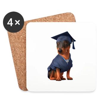 Bachelor Dobermann Schulabschluss Studium Hunde - Untersetzer (4er-Set) - Weiß - Vorne