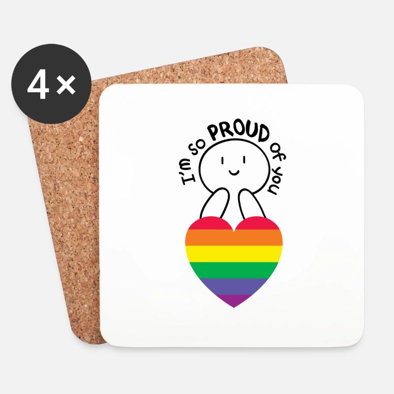 LGBT Pride Month Rainbow Love-ich bin so stolz auf dich - Untersetzer (4er-Set) - Weiß