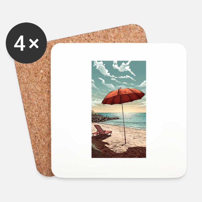 Strand - Untersetzer (4er-Set) - Weiß
