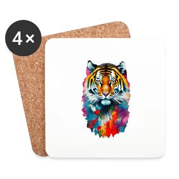 Tigre #1 - Dessous de verre (lot de 4) - blanc - Devant