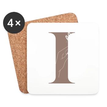 lettre i papillon magique - Dessous de verre (lot de 4) - blanc - Devant