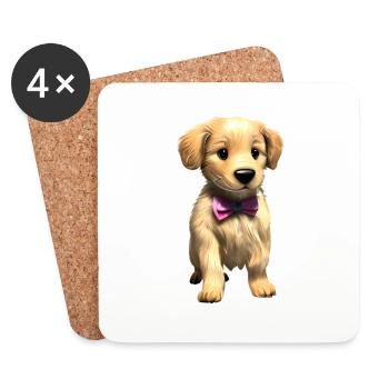 Hunde Golden Retriever mit Fliege Hundebesitzer - Untersetzer (4er-Set) - Weiß - Vorne