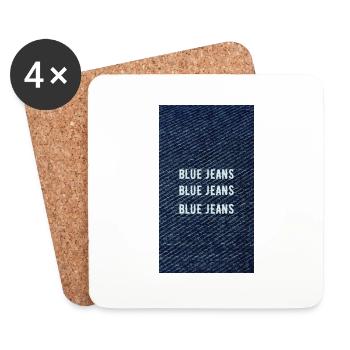 Bleu Denim Vintage Typographie Vêtements Mode - Dessous de verre (lot de 4) - blanc - Devant