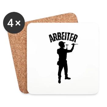 Arbeiter - Untersetzer (4er-Set) - Weiß - Vorne