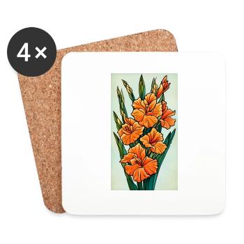 Illustration Orange Gladiolus - Dessous de verre (lot de 4) - blanc - Devant