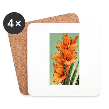 Glaïeul orange Glaïeul - Dessous de verre (lot de 4) - blanc - Devant