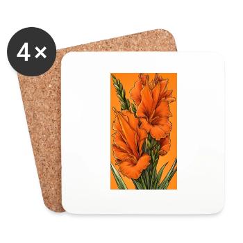 Glaïeul orange - Dessous de verre (lot de 4) - blanc - Devant