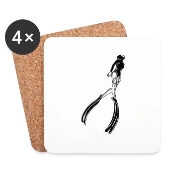 Free dive woman with fins - Coasters (set of 4) - white - Front