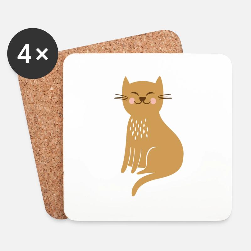 Katze - Untersetzer (4er-Set) - Weiß