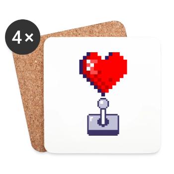 Red heart joystick retro gaming - Coasters (set of 4) - white - Front