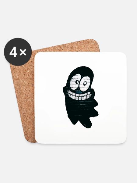 Funny smiling ghost in black - Coasters (set of 4) - white