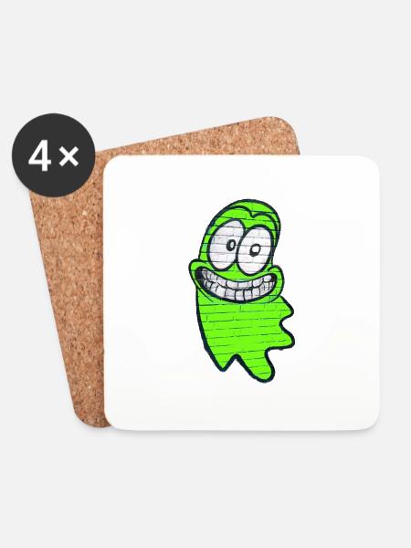 Funny smiling ghost in green - Coasters (set of 4) - white
