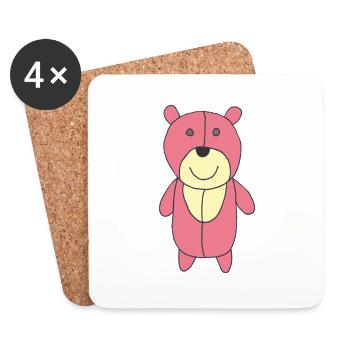 Bear Pink - Coasters (set of 4) - white - Front