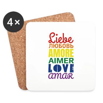 Amour - Dessous de verre (lot de 4) - blanc - Devant