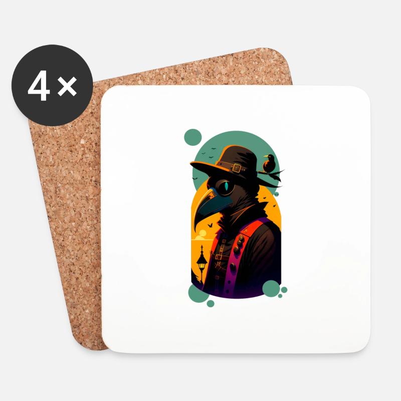 Pestdoktor Comic - Untersetzer (4er-Set) - Weiß