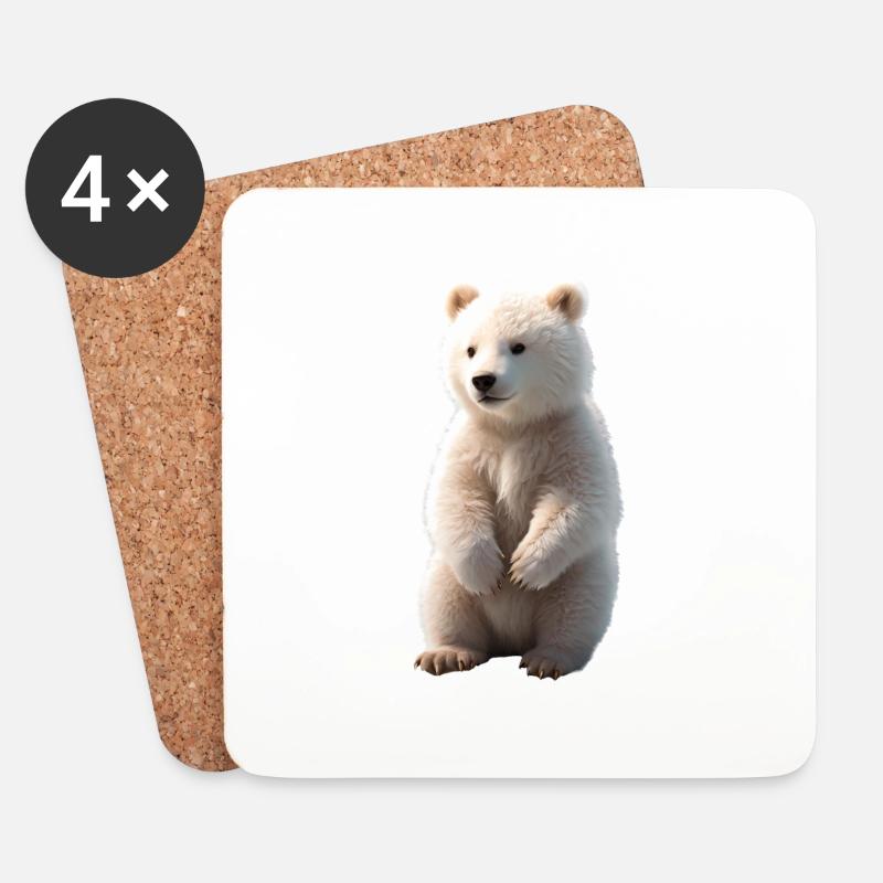 Baby Eisbär Polarbär Bär - Untersetzer (4er-Set) - Weiß