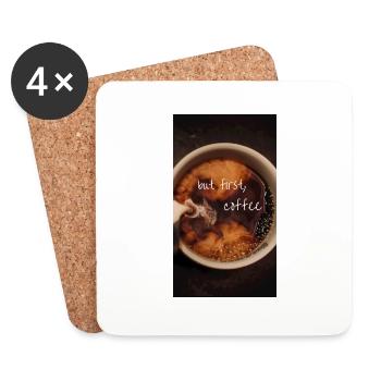 OK aber zuerst Kaffee - Untersetzer (4er-Set) - Weiß - Vorne