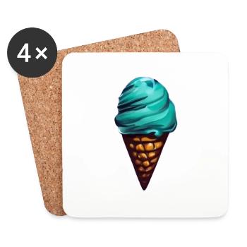 Glace Ontueuse dans son Cornet - Dessous de verre (lot de 4) - blanc - Devant