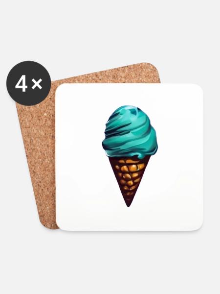 Creamy ice cream in his Cornet - Coasters (set of 4) - white