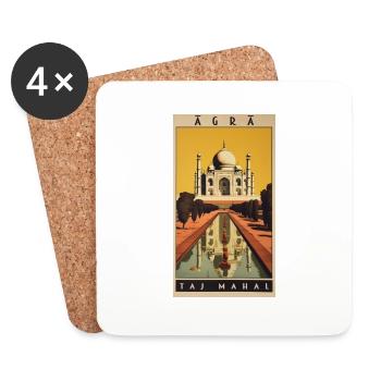 Classic Vintage Poster of Agra Taj Mahal - Untersetzer (4er-Set) - Weiß - Vorne