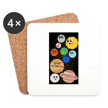 Cute Planets - Untersetzer (4er-Set) - Weiß - Vorne